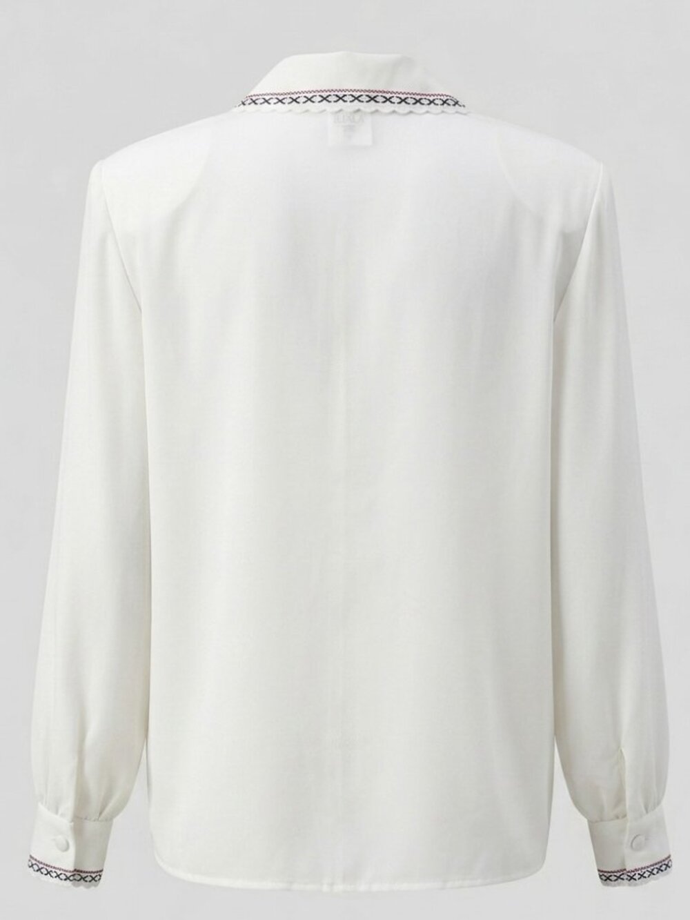 Vintage Jessica Embroidered Size 18 White Long Sleeve Button-Up Polyester Blouse - Picture 3 of 16